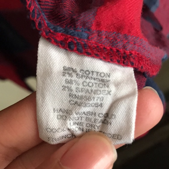 BDG Urban Outfitters Red Blue Cozy Flannel Button Down Shirt Top Small - Picture 6 of 6